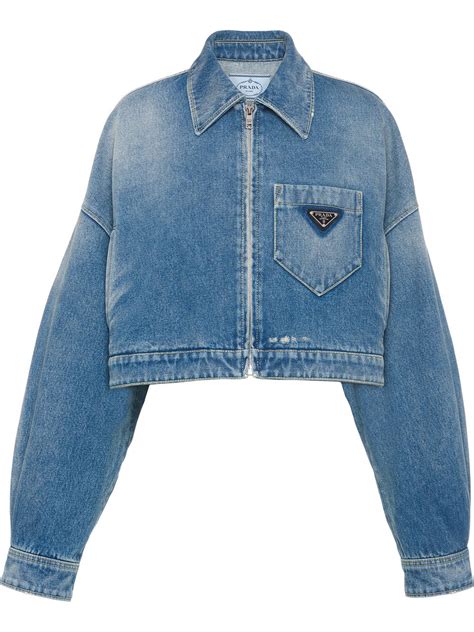 prada logo cropped denim jacket